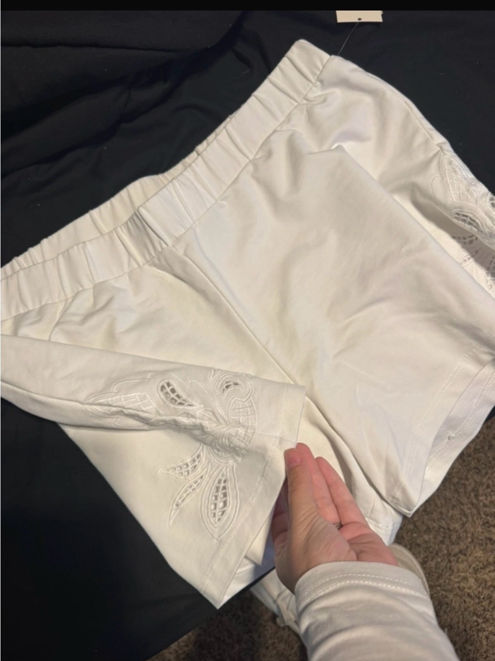 a new day White Embroidered Elastic-Waist Athletic Shorts